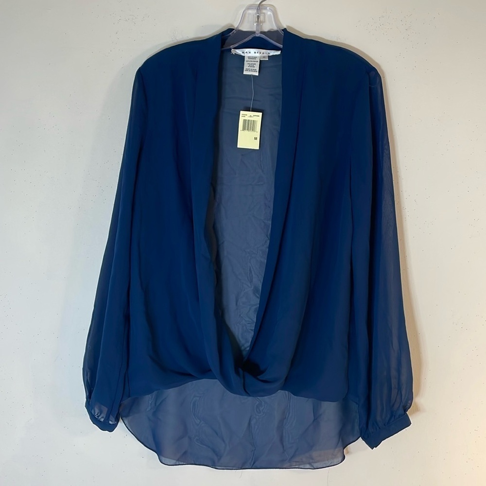Max Studio Crisscross Front Chiffon Tunic Blouse. M. NWT.